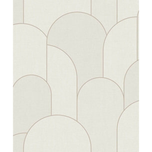 Papier peint arches art déco blanc ivoire doré
