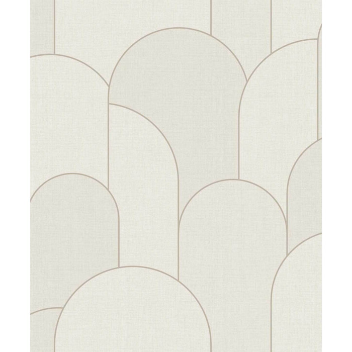 Papier peint arches art déco blanc ivoire doré