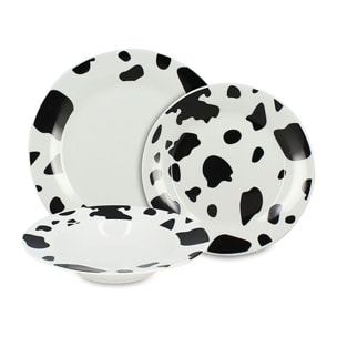 Service de table 36 pièces en porcelaine à motif vache  ANIMALS