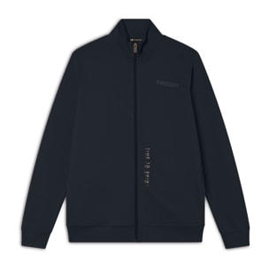 Felpa comfort in jersey con zip e collo alto