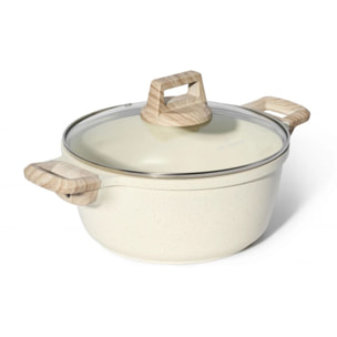 Cocotte et couvercle 24 cm beige - Tous feux dont induction Just perfecto JL-36