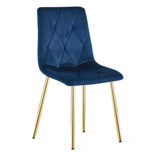 Sedia Libra in velluto blu notte con gambe dorate
