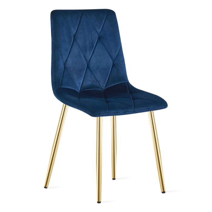 Sedia Libra in velluto blu notte con gambe dorate