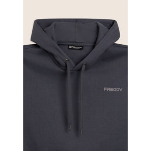 Tuta uomo felpa garzata con cappuccio e tasca a marsupio