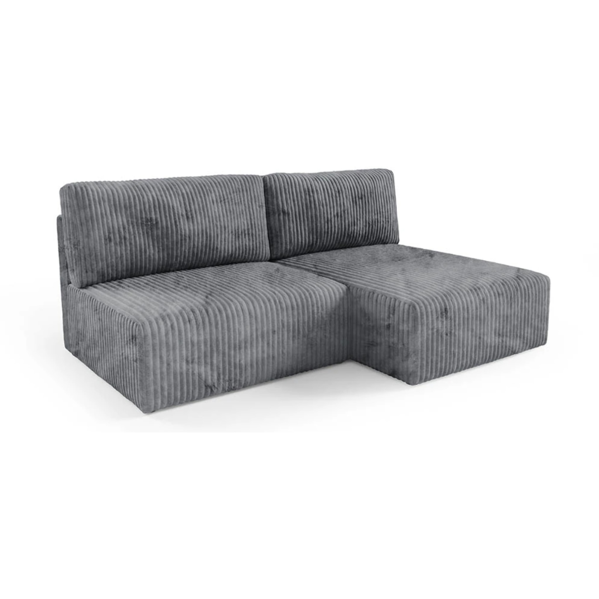 ELIOR - Canapé d'angle convertible et modulable 4 places en côtelé gris