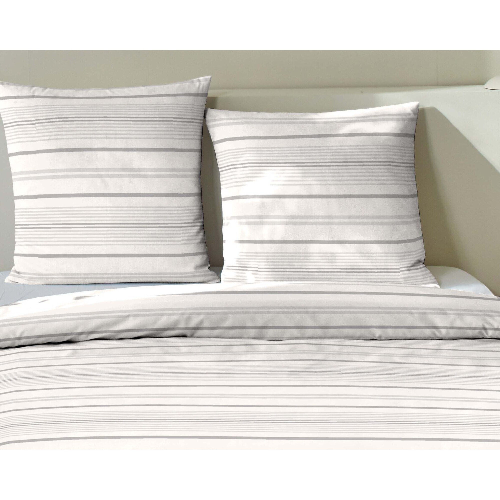 Parure housse de couette coton gris perle