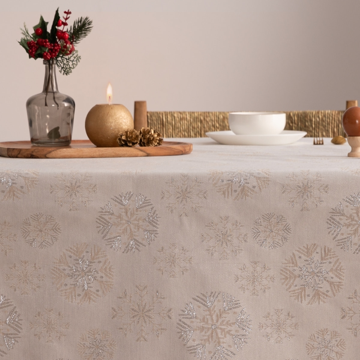 Mantel antimanchas SNOWBERRY PLATA