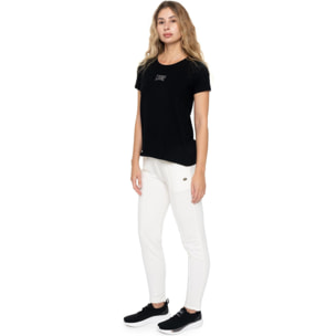 Camiseta de manga corta para mujer Leone 1947 Never Without con logo de pedrería