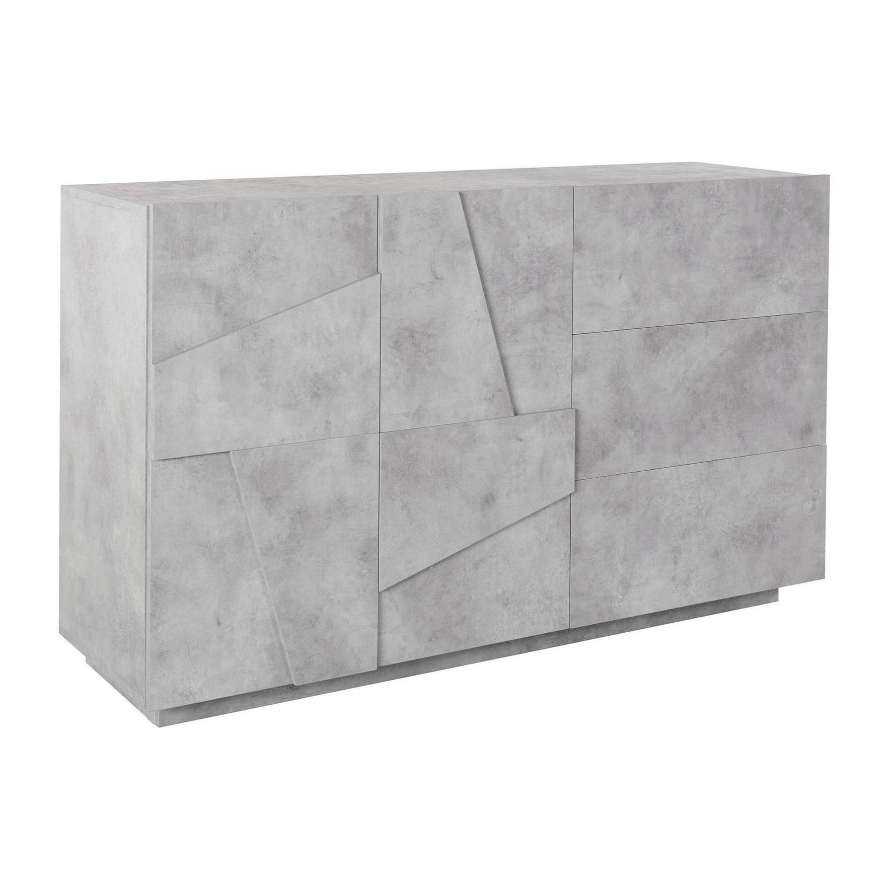 Credenza moderna a 2 ante e 3 cassetti, Made in Italy, Madia da cucina con dettaglio, Buffet di design da soggiorno, cm 143x44h86, colore Grigio Ardesia