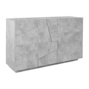 Credenza moderna a 2 ante e 3 cassetti, Made in Italy, Madia da cucina con dettaglio, Buffet di design da soggiorno, cm 143x44h86, colore Grigio Ardesia