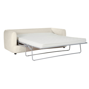 Canapé convertible déhoussable 3-4 places design haricot en tissu effet velours beige clair SACHA