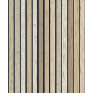 Papier peint lattes bois gris minéral
