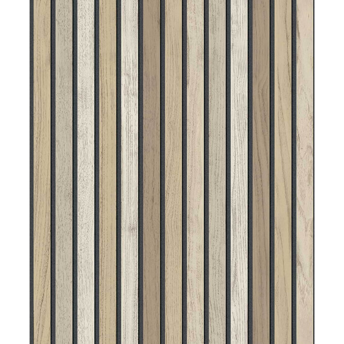 Papier peint lattes bois gris minéral