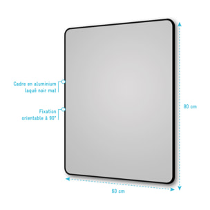 Miroir salle de bain rectangle 60x80cm - encadrement en aluminium - HOB 60