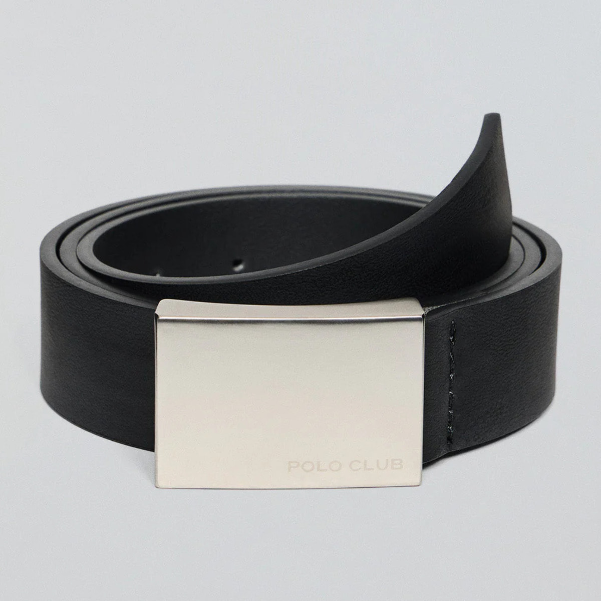 Cintura Bastian nera con fibbia in metallo e incisione Polo Club