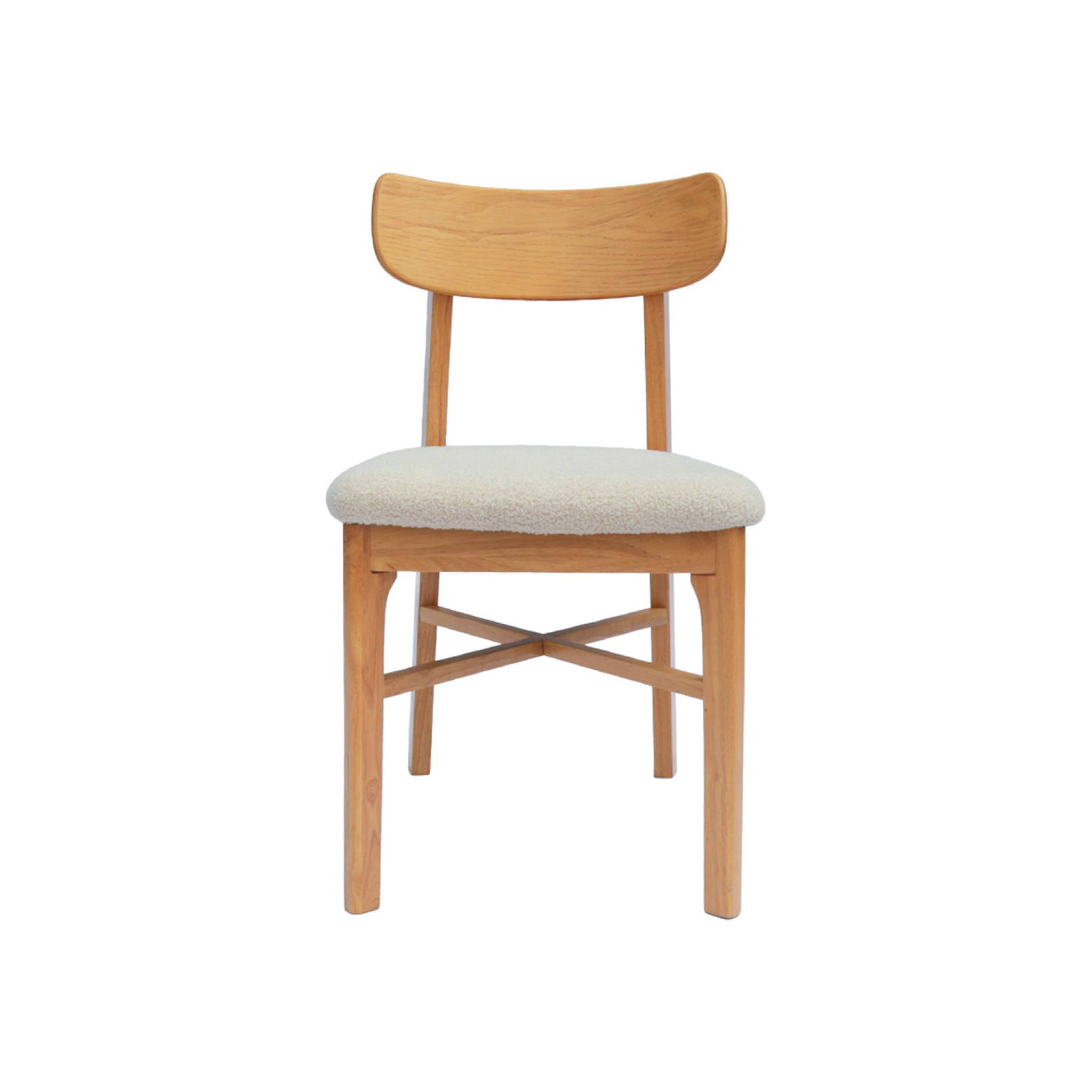 Chaise vintage bois d'hévéa et bouclette (lot de 2) THÉA