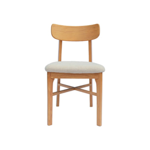 Chaise vintage bois d'hévéa et bouclette (lot de 2) THÉA