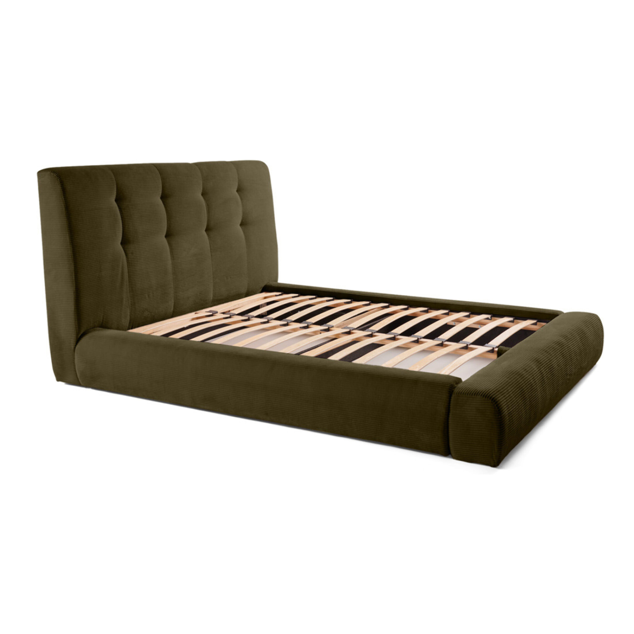 Onyx - lit coffre - 160x200 cm - en velours côtelé - sommier inclus - Vert