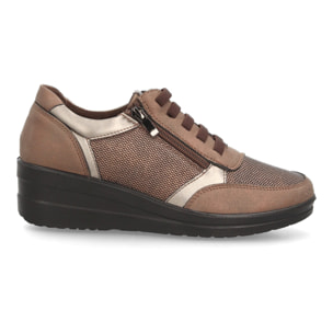 Zapatillas de cuña con cremallera lateral para mujer