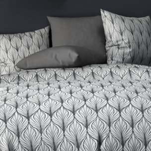 Parure de couette 3pcs 100% microfibre motif - blanc et gris