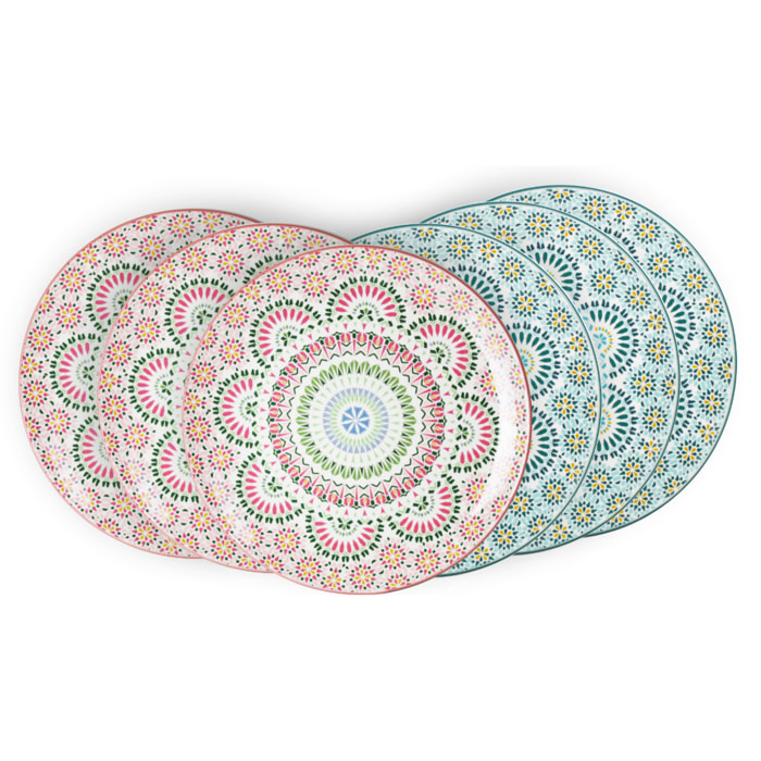 Lot de 6 grandes assiettes, MANDALA