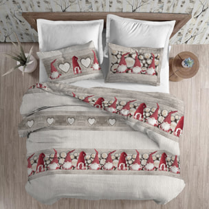 Parure copripiumino in flanella gnomo rosso