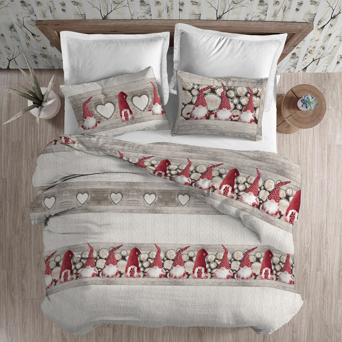 Parure copripiumino in flanella gnomo rosso