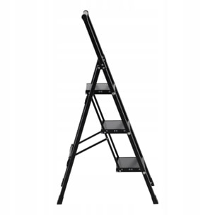Scala piatta 3 Gradini in alluminio nera antiscivolo uso domestico 150 kg