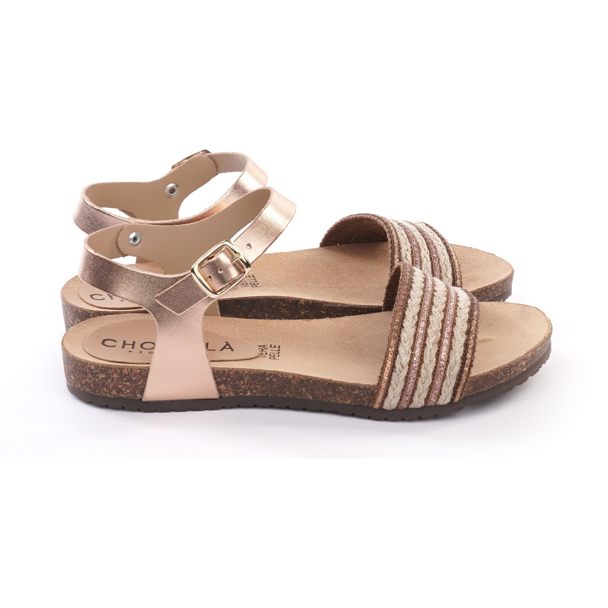 SANDALO BIO FLAT FASCIA CORDA RAME