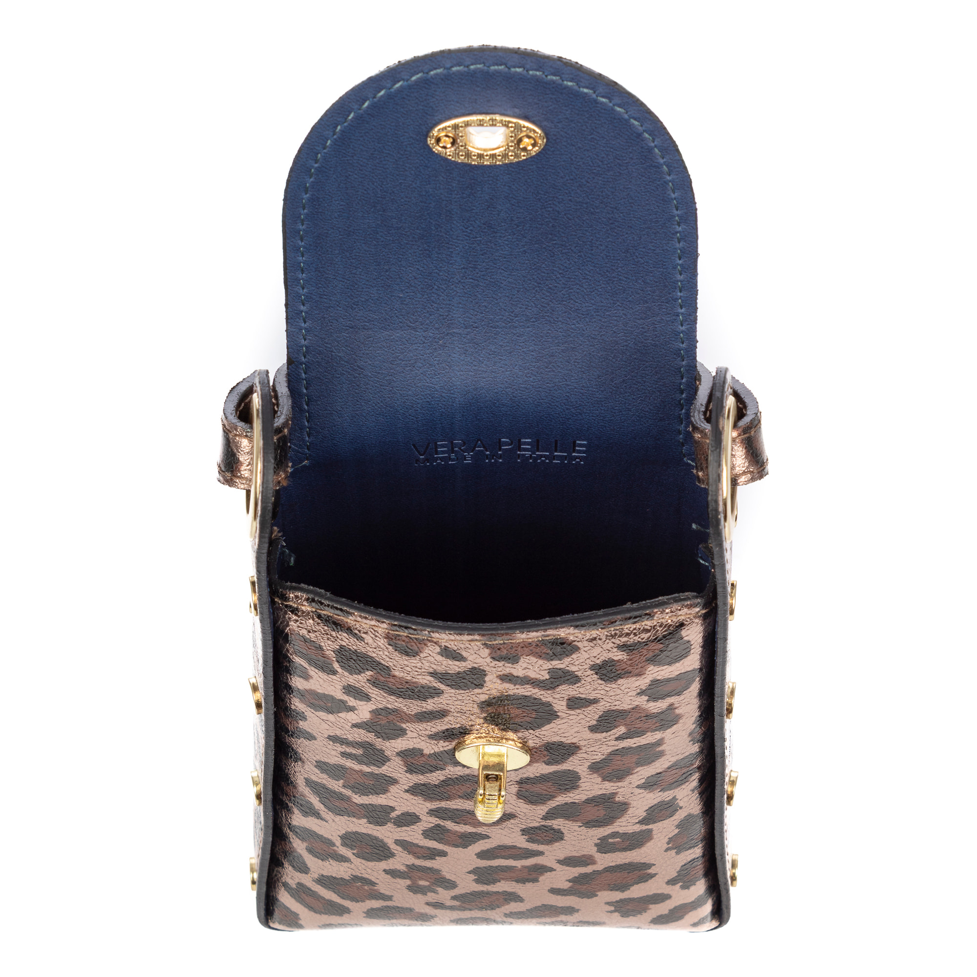 Alviano bolso de mano mujer. Piel auténtica Gamuza con estampado animal print leopardo lacada brillante.