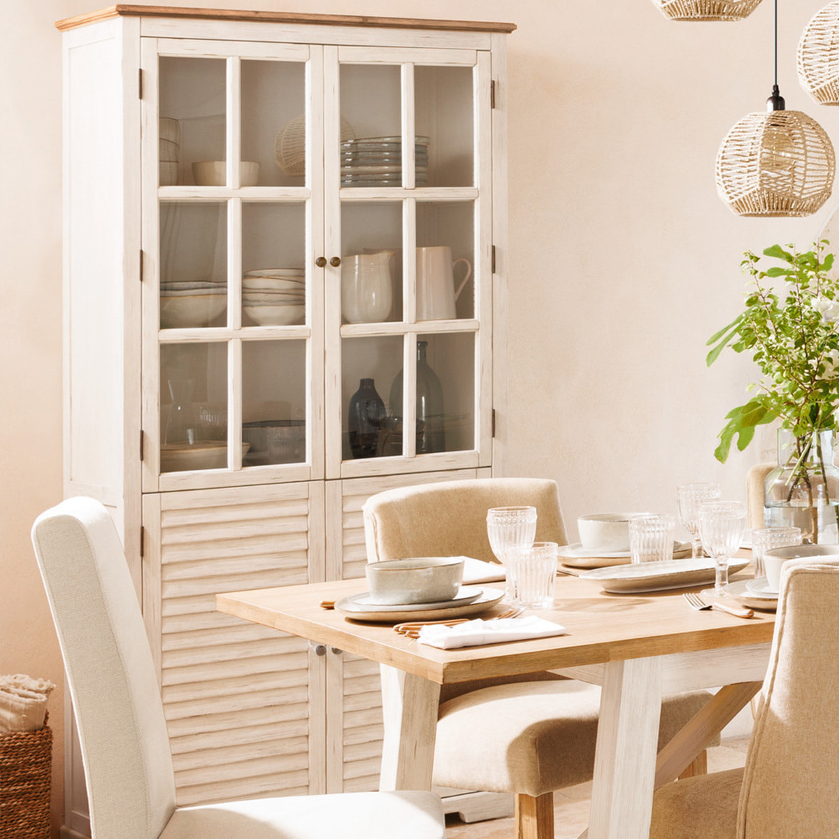 Vitrine 4 portes "Oblia" 95x190cm blanc
