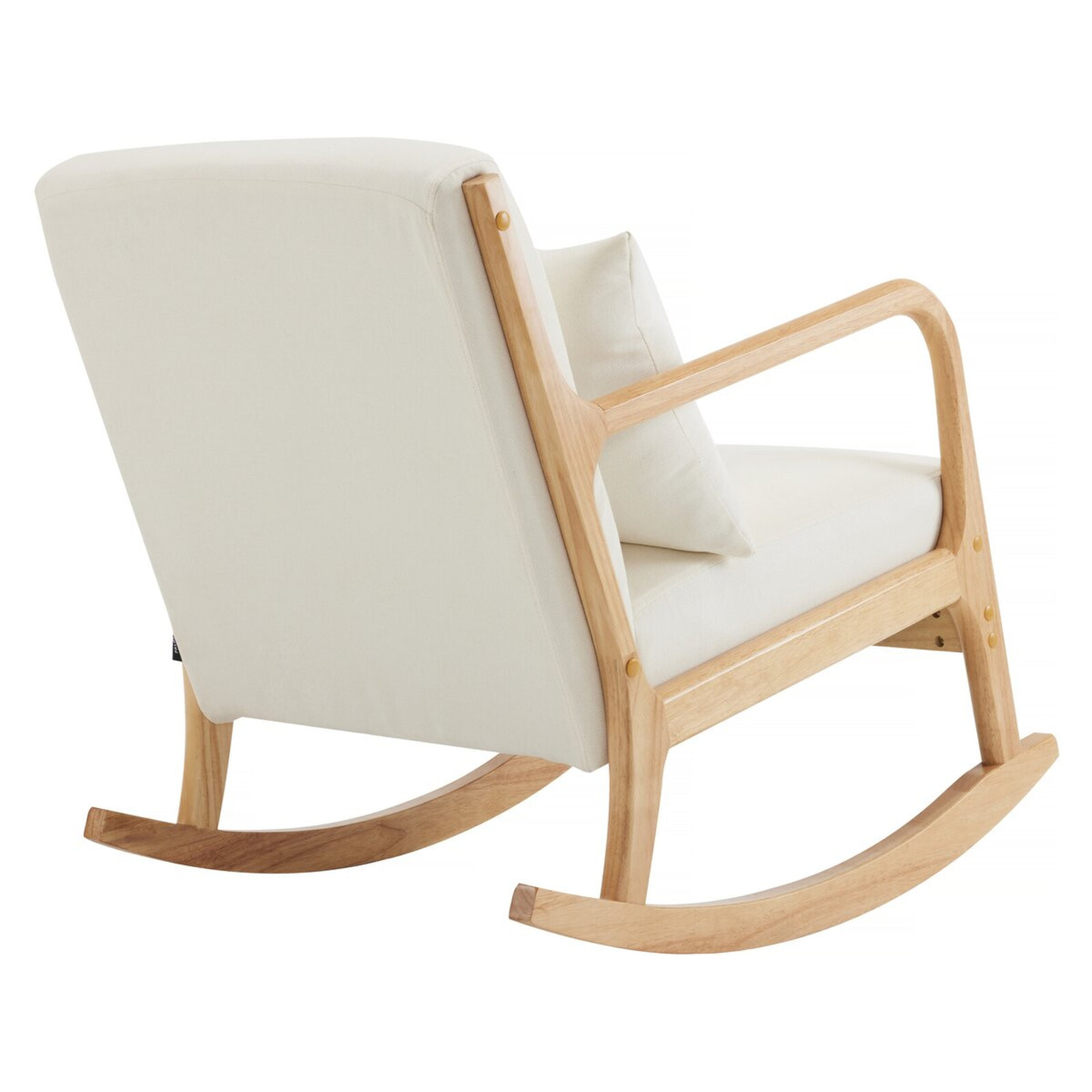 Fauteuil à bascule style scandinave bouclette et bois " Clinton " - Beige