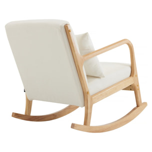 Fauteuil à bascule style scandinave bouclette et bois " Clinton " - Beige