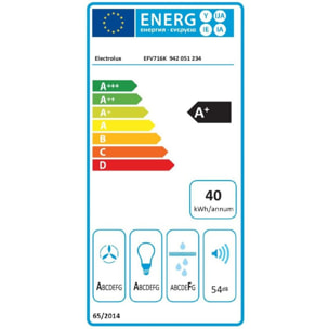 Hotte décorative murale inclinée ELECTROLUX EFV716K Breeze H2H