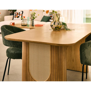 Milazzo - table à manger - bois plaqué chêne et cannage - 180 cm - Bois