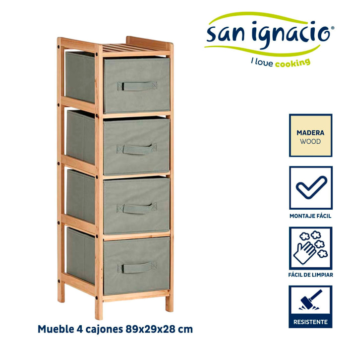Mueble 4 cajones gris oscuro colección kipit