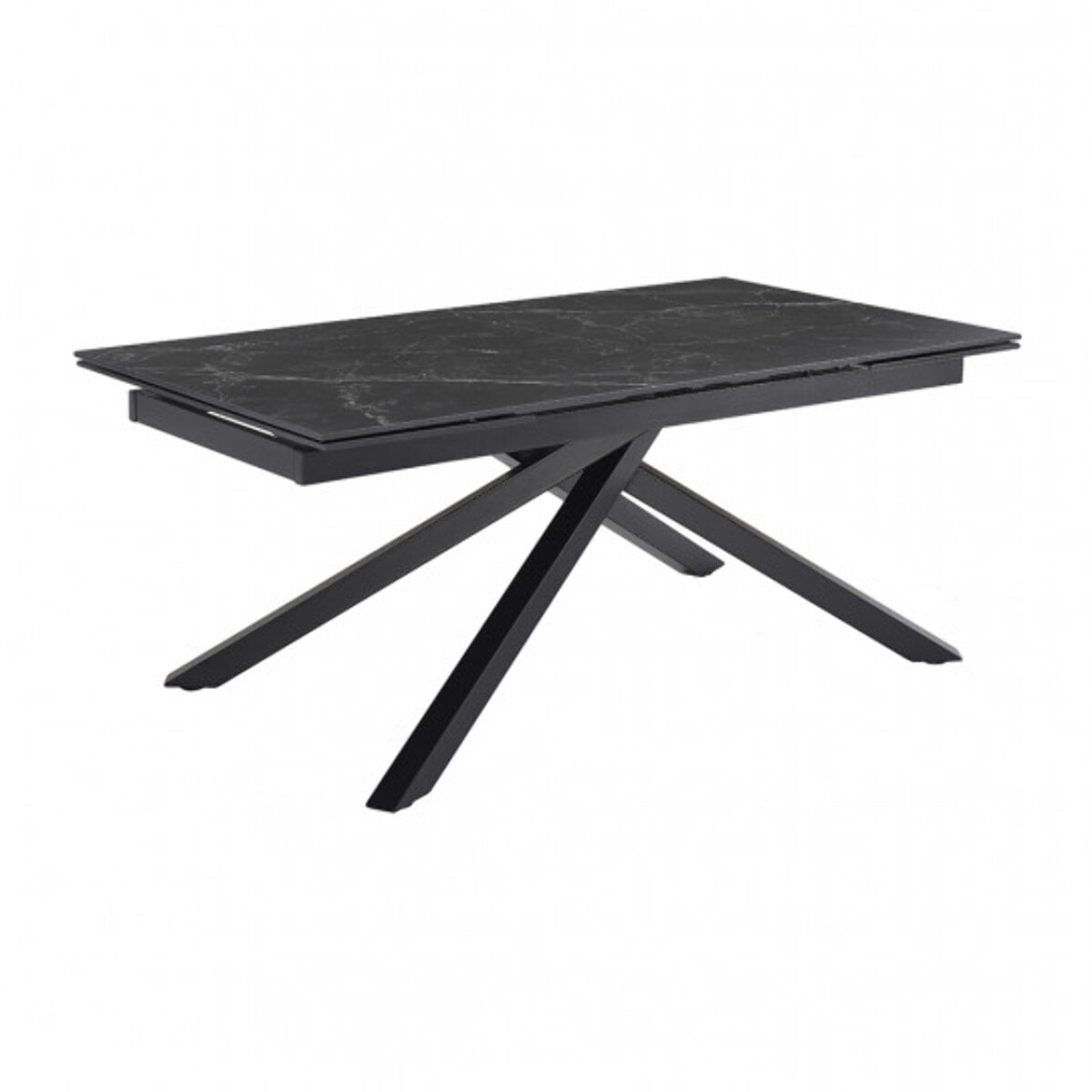 Table extensible en céramique marbré noir L160/240cm - 9 piètements - UNIK