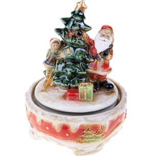 Carillon Con Babbo Natale E Albero. Altezza 20 Cm - Pezzi 1 - 14,5X20X14,5cm - Colore: Verde - Bianchi Dino - Articoli Natalizi