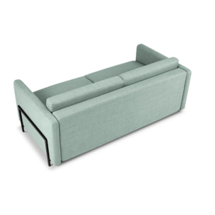Canapé convertible "Yanis" 3 places en tissu structurel menthe