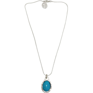 Conjunto collar y pendiente en turquesa natural y plata chapado