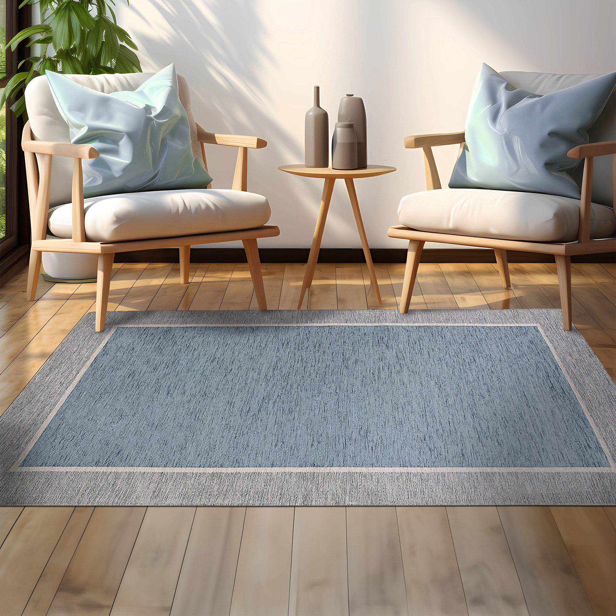 TAPPETO ARREDO DIS.ROMA AZZURRO TOPAZIO 65X115 CM CON ANTISCIVOLO