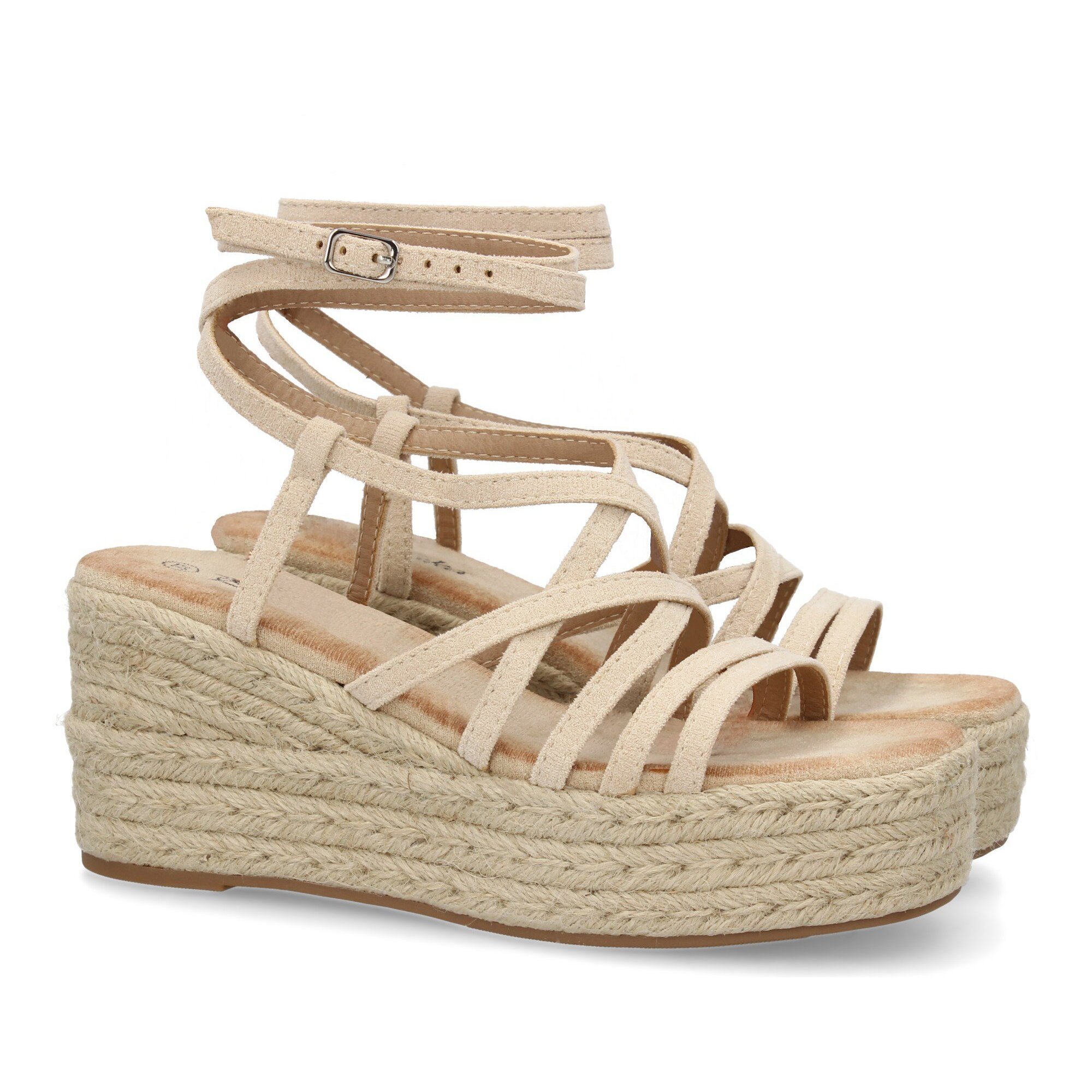 Sandalias de cuña de yute para mujer, diseño comodo y moderno con tiras cruzadas