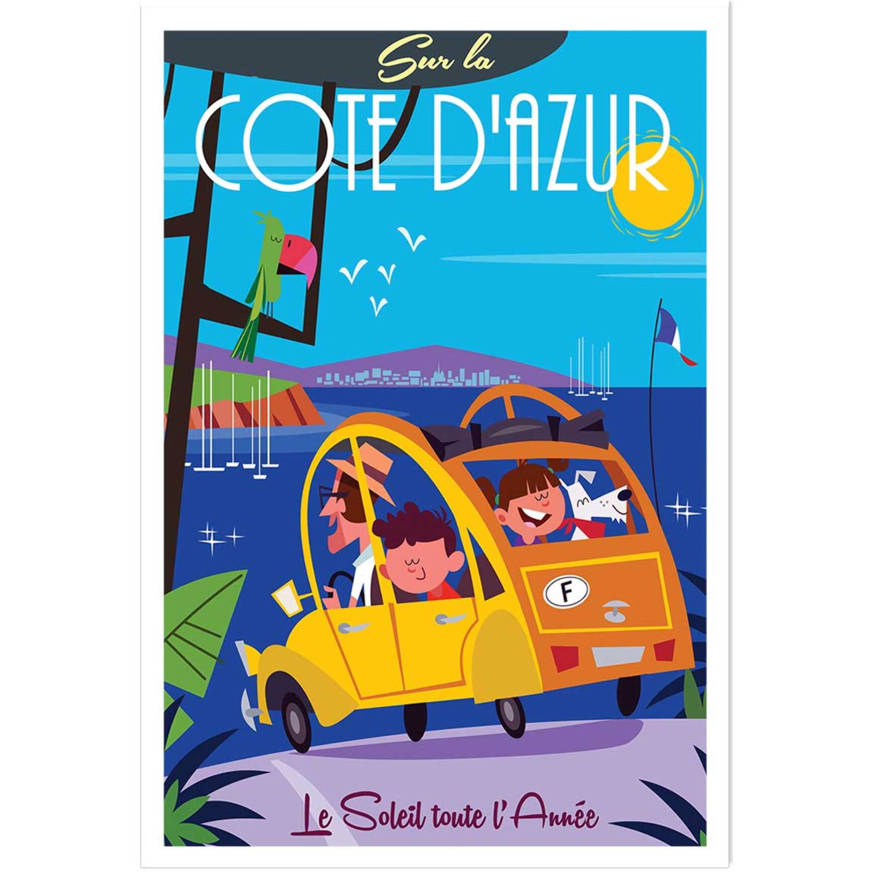 Poster retro le soleil de la cote d'azur Affiche seule