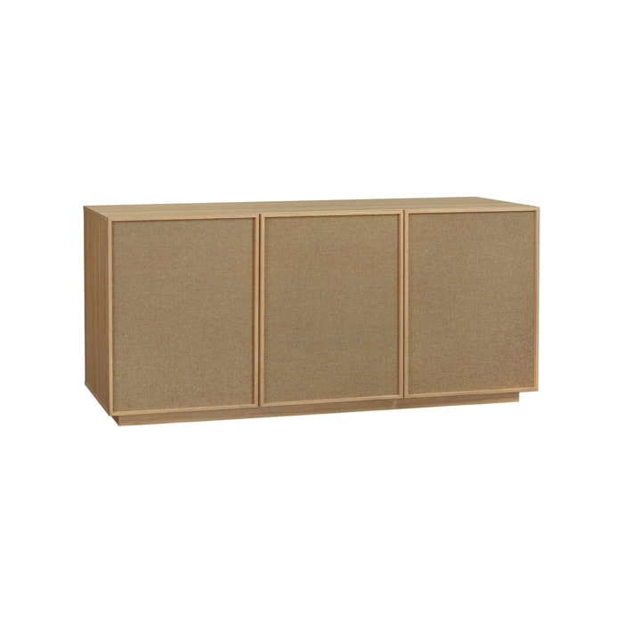 Buffet décor bois et tissu 3 portes 160cm KUBA