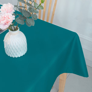 Nappe carrée et enduite antitache - Bleu Paon