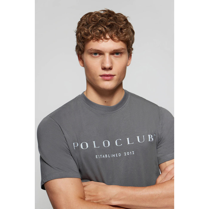 Maglietta basic asfalto con print iconico Polo Club