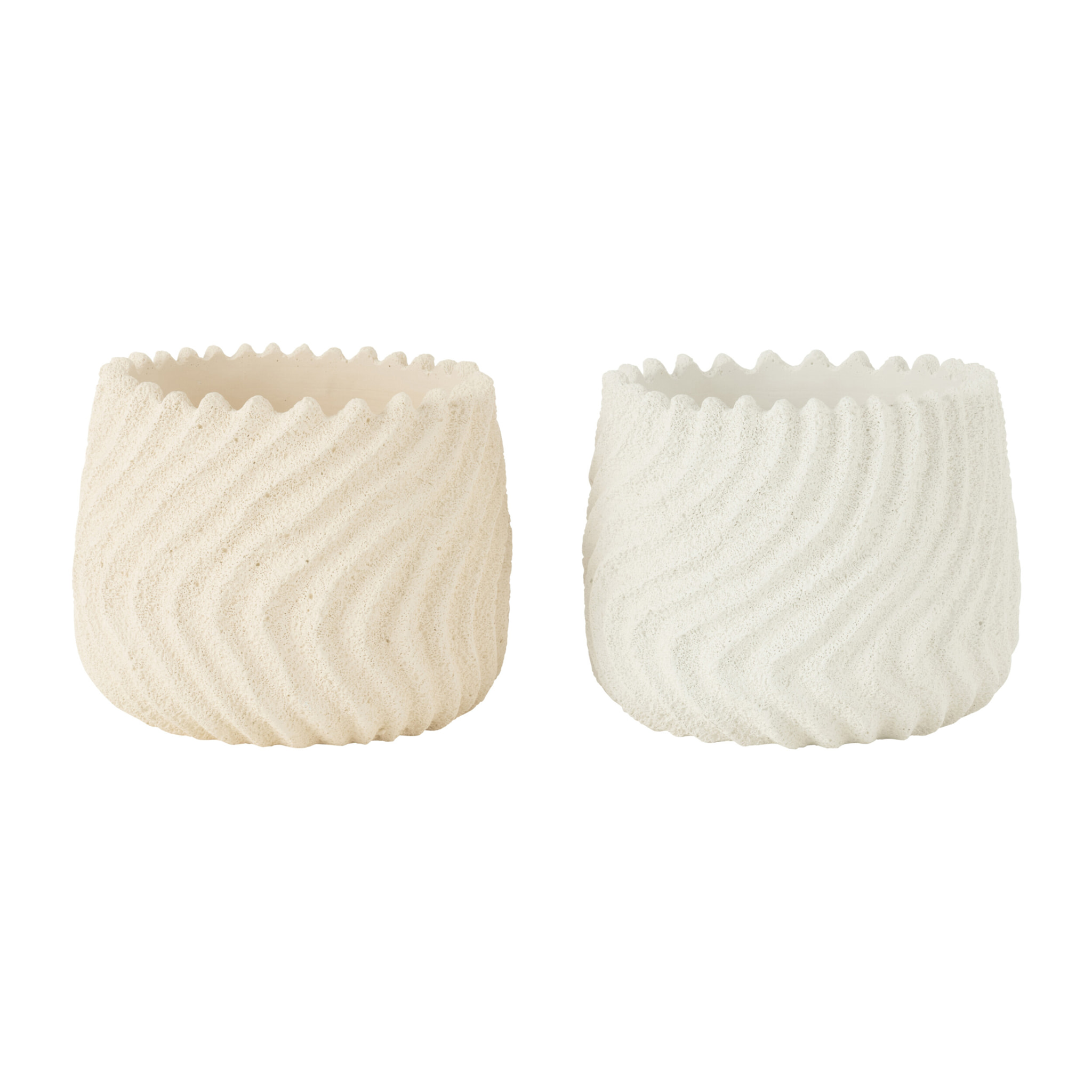 J-Line Cachepot Maris Ciment Blanc/Creme Large Assortiment De 2