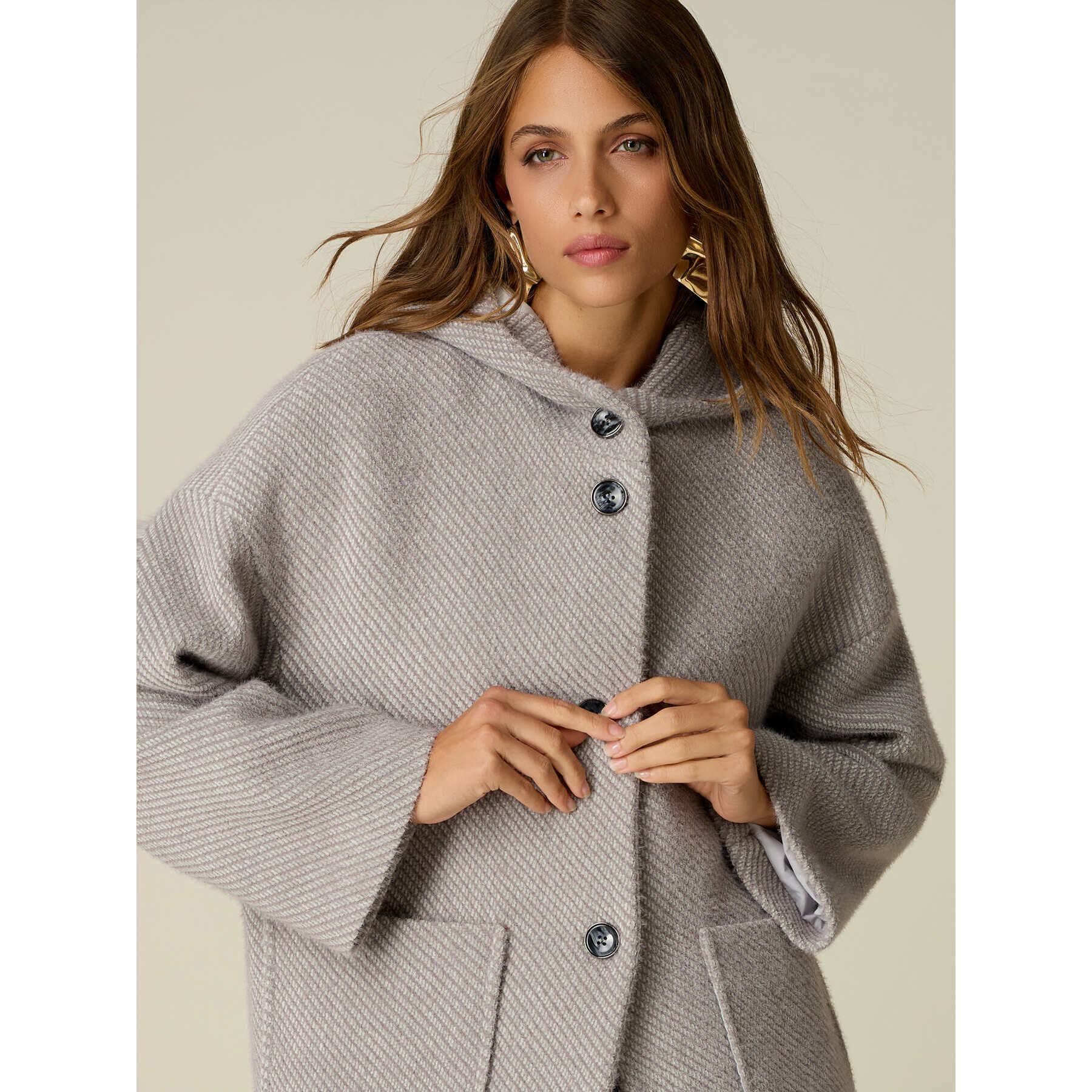Oltre - Cappotto corto con cappuccio - Grigio