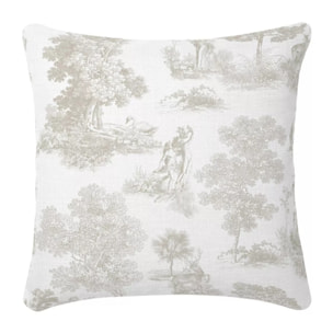 Housse de coussin lin & coton 165 g/m² imprimé beige Poesie naturel