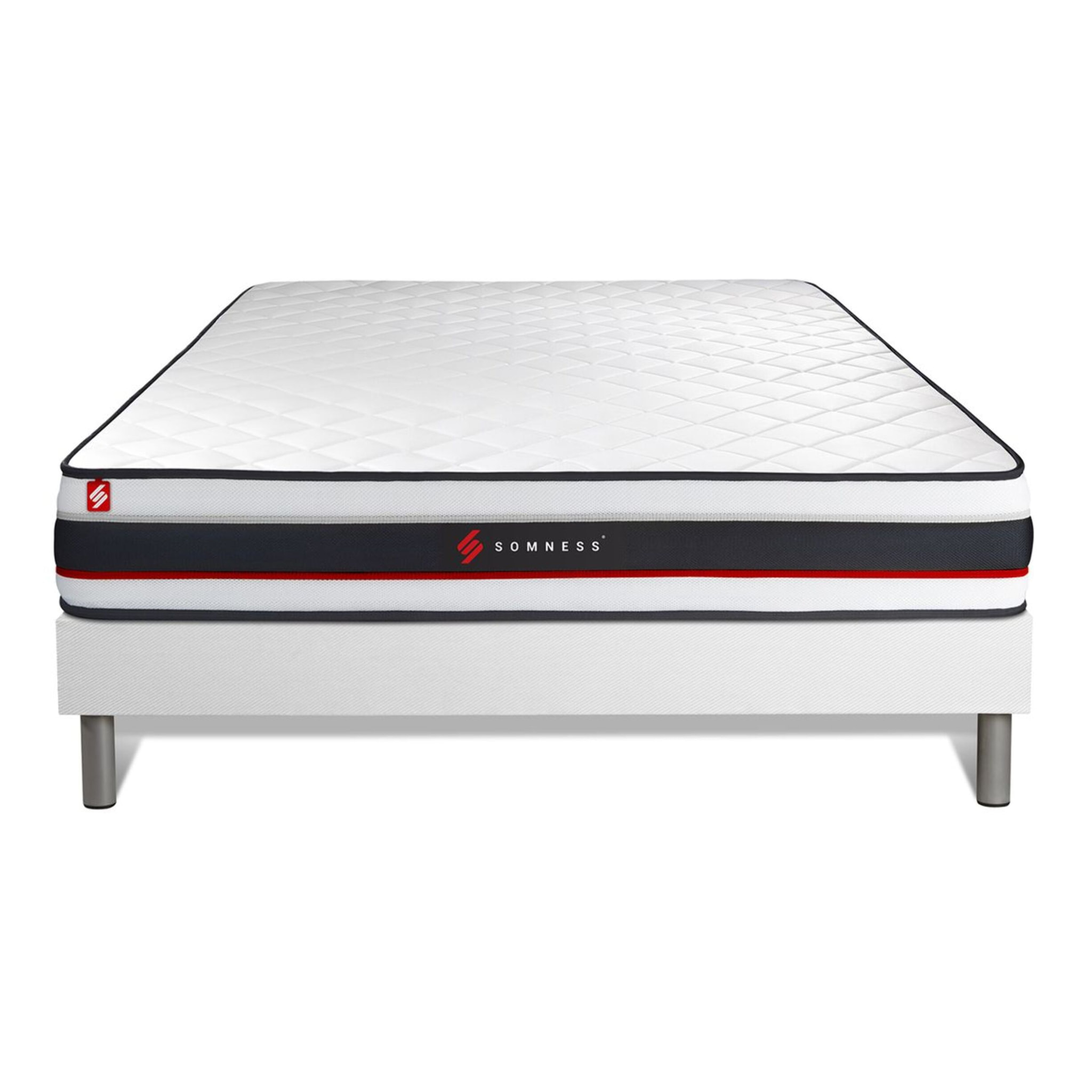 Ensemble Matelas Sommier 140x190 cm - Sommier Blanc (déjà monté) - Form